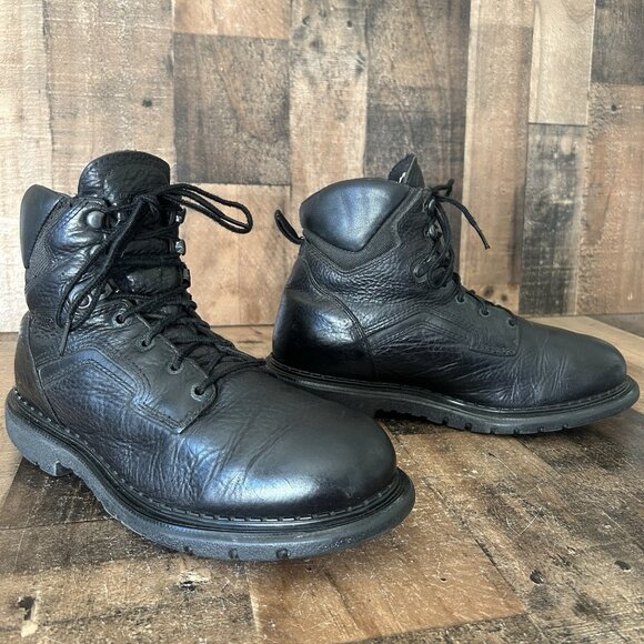 Red Wing 923 Black Plain Toe Lace Up Work Boots Mens 10.5 EE - Picture 2 of 12